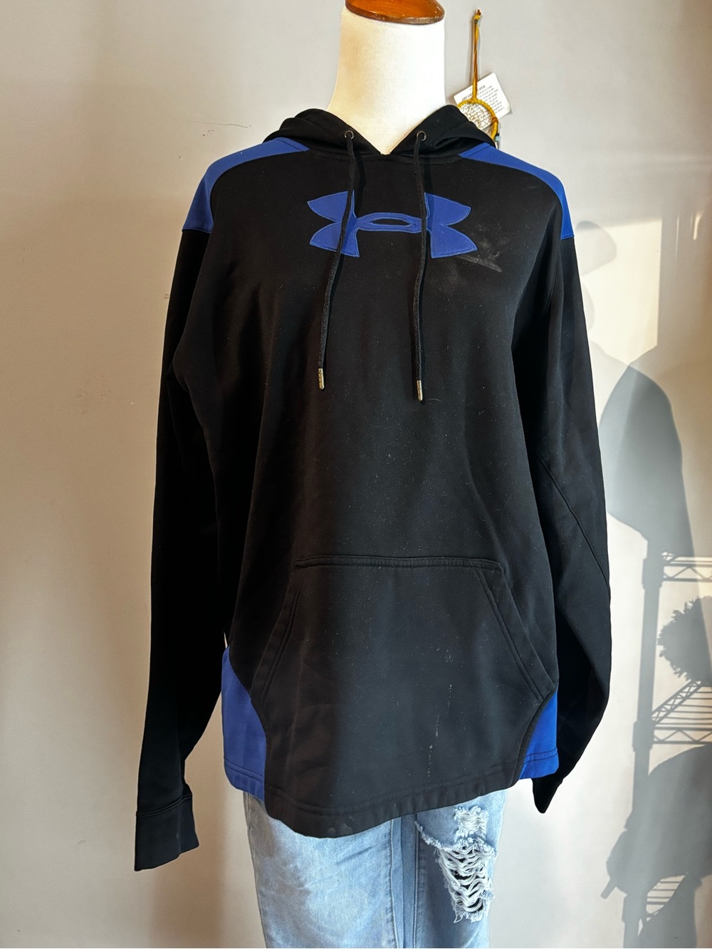Under Armour Black and Royal Blue Colorblock Hoodie
